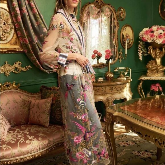 Aratta Jade Embroidered Mesh Duster Size XS - Picture 3 of 16